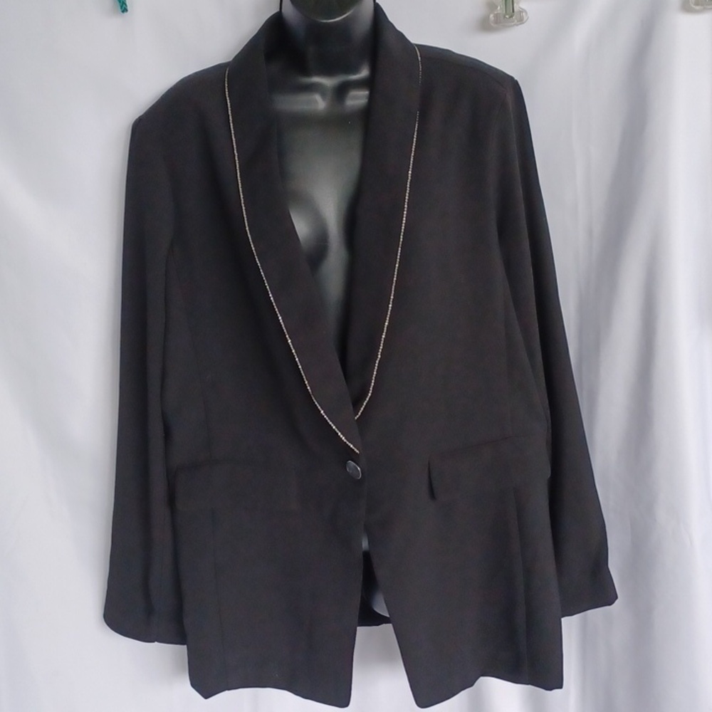 Stunning Jennifer Lopez Black Blazer with Rhinestone Collar - Ladies XL